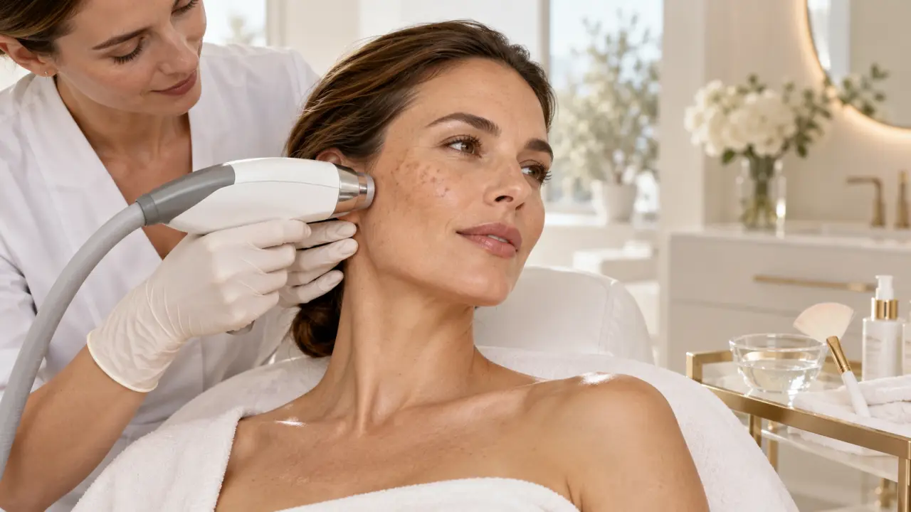 Peau lumineuse et uniforme après un protocole dermatologique