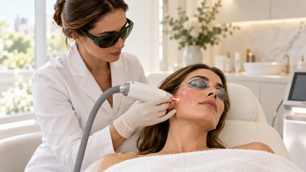 Soin laser destiné à atténuer la couperose du visage
