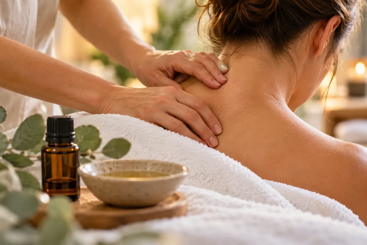 Torticolis et huiles essentielles : un massage doux, avec des précautions strictes