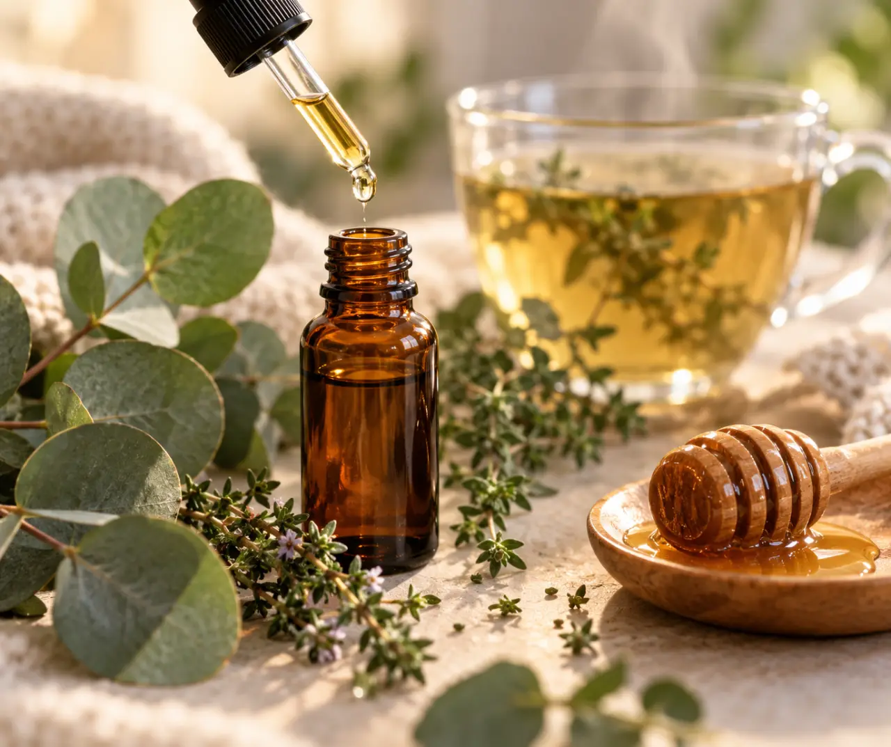 Huile essentielle pour gorge irritée et toux : le choix dépend du symptôme et de la voie d’utilisation